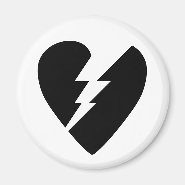 Svart och vitt brutet hjärtvektorkonst magnet (Framsidan)