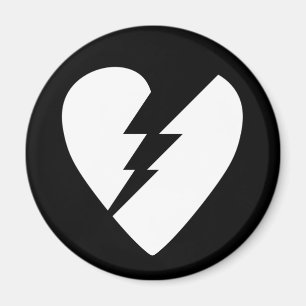 Svart och vitt brutet hjärtvektorkonst magnet
