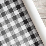 Svart och vitt Buffalo-kontroll jul Presentpapper<br><div class="desc">designad anpassningsbar-stuga stil julomslutning papper med festive Black and white buffalo check mönster.</div>