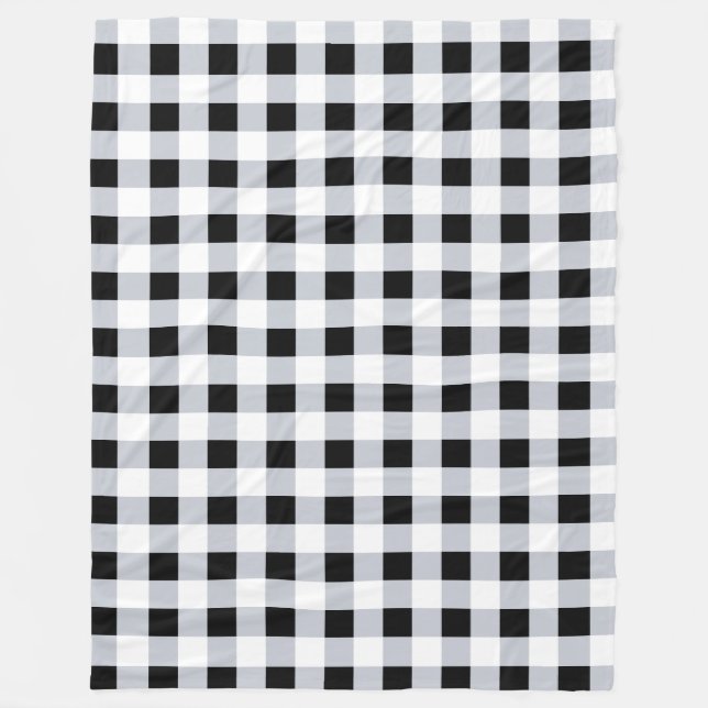 Svart och vitt Buffalo Plaid Check Farmhouse Fleecefilt (Framsidan)