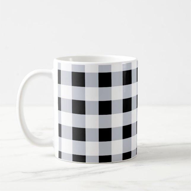 Svart och vitt Buffalo Plaid Check Farmhouse Kaffemugg (Vänster)
