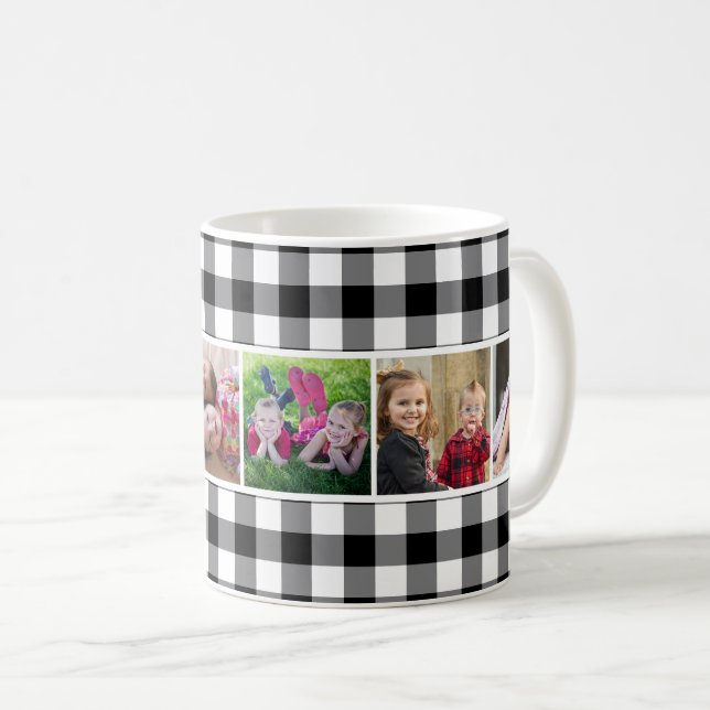 Svart och vitt buffel Play 6 Photo Collage Kaffemugg (Framsida höger)
