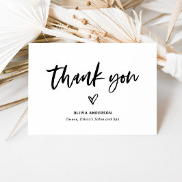 Svart och Vitt Casual Script och Heart Marknadsför Tack Kort