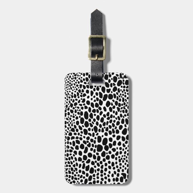 Svart och vitt Cheetah Print Luggage Tag Bagagebricka (Vertikal Framsida)