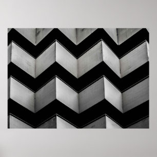 SVART OCH VITT CHEVRON TAPET POSTER