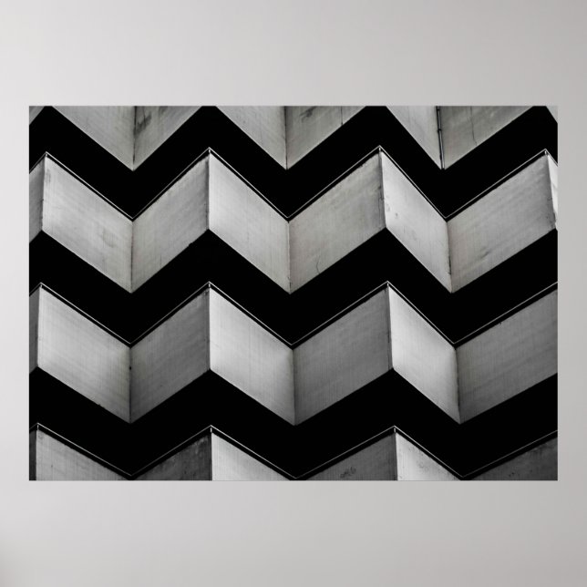 SVART OCH VITT CHEVRON TAPET POSTER (Framsidan)