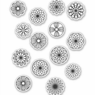 Svart och vitt cirkulärblomma Geometriskt Klistermärken