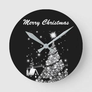 **SVART OCH VITT COOLT JUL** KLUR RUND KLOCKA