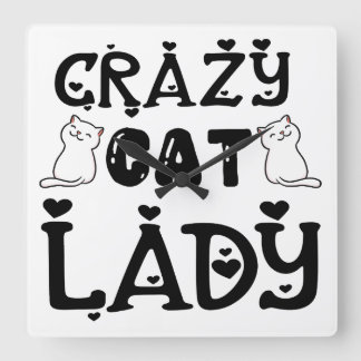 SVART OCH VITT CRAZY CAT DAM SYYING FYRKANTIG KLOCKA