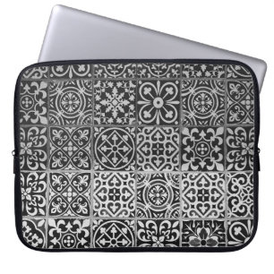 Svart och vitt dammmönster laptop fodral