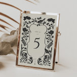Svart och vitt dekokort för Bordsnummer<br><div class="desc">Den här eleganten är ett svartvitt Bröllop-Bordsnummer-kort från Adaline Collection med handritade blommigtar av typen deka-stil. Skapar ett förbluffande första intryck för dina gäster i bröllop! Anpassa den med dina detaljer enkelt och snabbt. Tryck helt enkelt på knappen "anpassa" för att ytterligare ordna om och formatera stil och placera texten....</div>