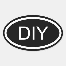 Svart och vitt DIY Euro Oval-märke för Stil Ovalt Klistermärke