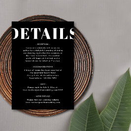 Svart och Vitt Djärvt Enkelt Modernt Bröllopsdetal Tilläggskort