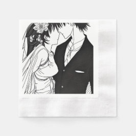 Svart och vitt djurBride och Groom Bröllop Pappersservett