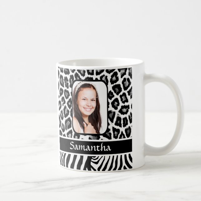 Svart och vitt djurtryck kaffemugg (Höger)