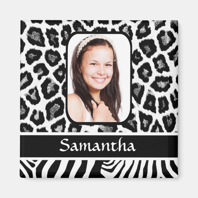 Svart och vitt djurtryck magnet (Framsidan)