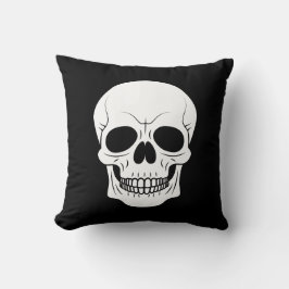 Svart Och Vitt Dödskallehuvud Kuslig Halloween Kudde
