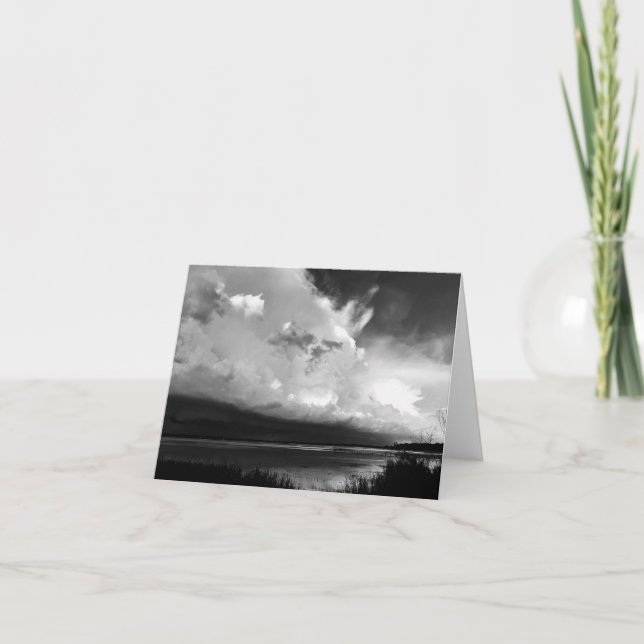 Svart och vitt dramatiskt stormfoto anteckningskort (Framsida)