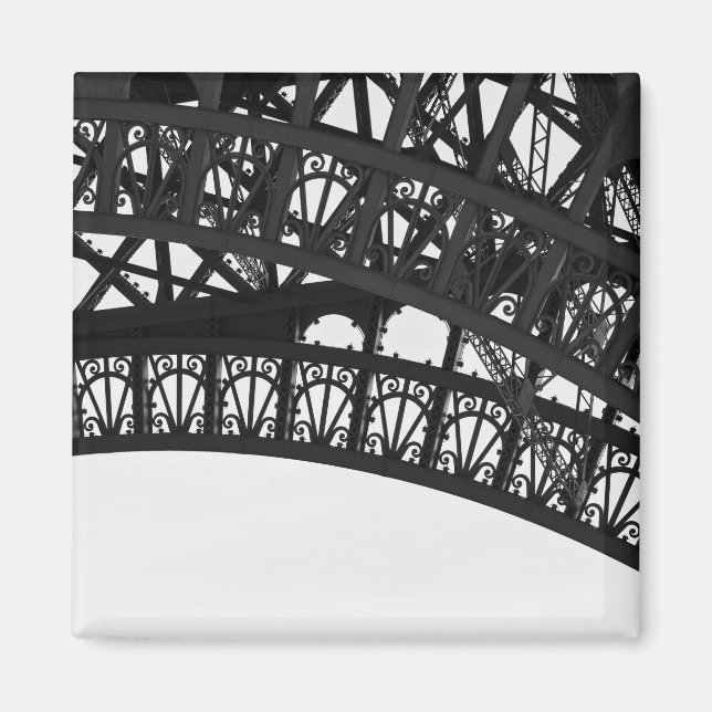 Svart och vitt Eiffel Torn Arch-foto Magnet (Framsidan)