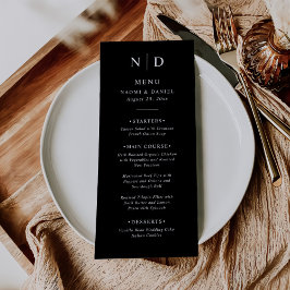 Svart och Vitt Elegant Klassiskt Bröllopsmeny