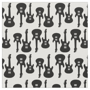 Svart och vitt elektriskt Guitars Music Mönster Tyg
