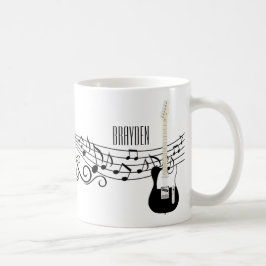 Svart och vitt elektriskt Guitars Musik noter Kaffemugg