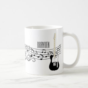 Svart och vitt elektriskt Guitars Musik noter Kaffemugg
