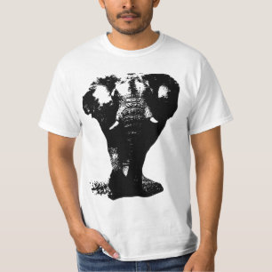 Svart och vitt, Elephant Pop Art Design T Shirt