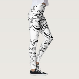 Svart och vitt Empire Tribal Design Leggings
