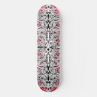 Svart och vitt Empire Tribal Design på Red Mini Skateboard Bräda 18,5 Cm