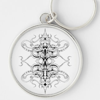 Svart och vitt Empire Tribal Design Rund Silverfärgad Nyckelring