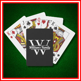 Svart och Vitt | Enkel Familjenamn Monogram Casinokort