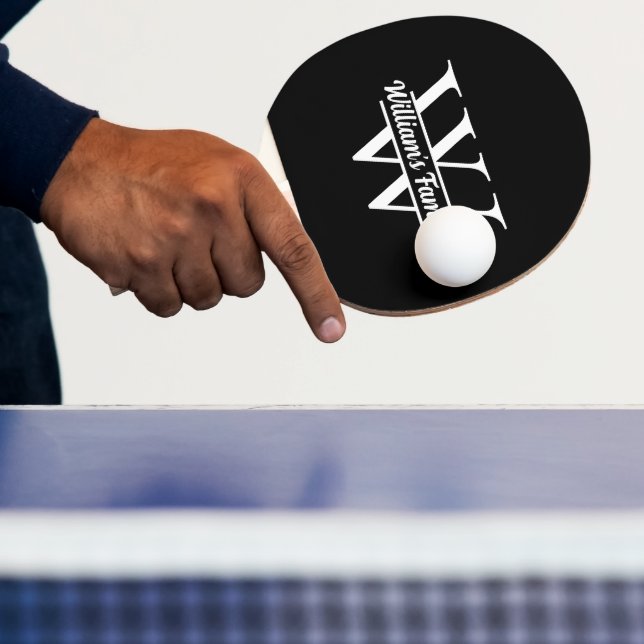 Svart och Vitt | Enkel Familjenamn Monogram  Pingisracket (Insitu)