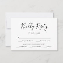 Svart och Vitt Enkelt Elegant Bröllop RSVP Måltide