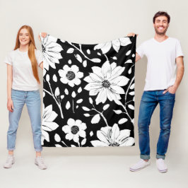 Svart och vitt, enkelt, färglöst, sömlöst Mönster Fleecefilt