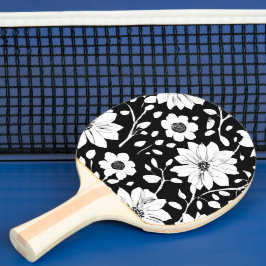 Svart och vitt, enkelt, färglöst, sömlöst Mönster Pingisracket