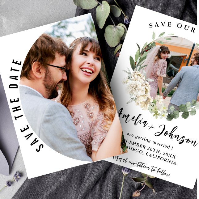 Svart och vitt enkelt foto Bröllop Spara Datumet (Skapare uppladdad)