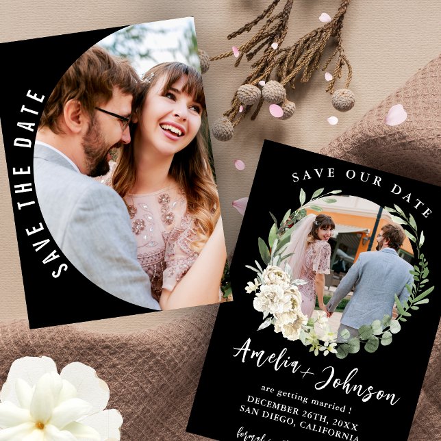 Svart och vitt enkelt foto Bröllop Spara Datumet (Skapare uppladdad)