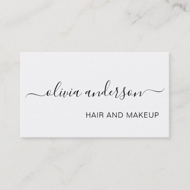 Svart och vitt enkelt Hair Makeup Salon Visitkort (Framsida)
