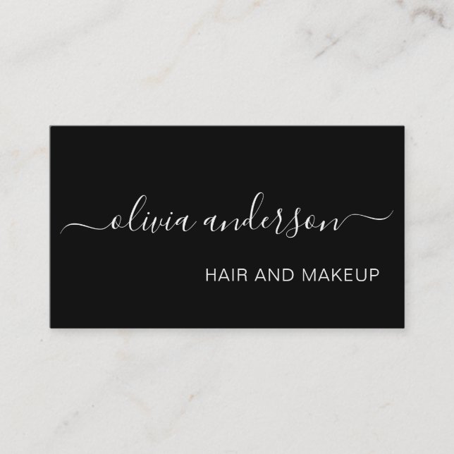 Svart och vitt enkelt Hair Makeup Salon Visitkort (Framsida)