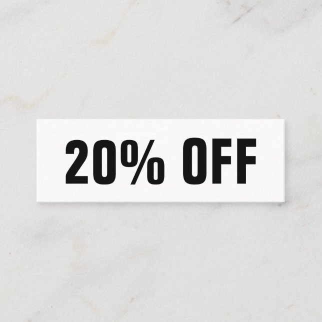 Svart och vitt, enkelt, modernt rabattkort mini visitkort (Framsida)