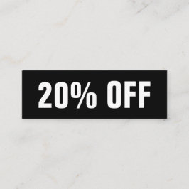 Svart och vitt, enkelt, modernt rabattkort mini visitkort