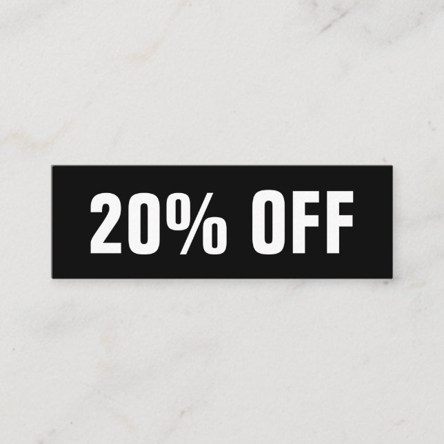 Svart och vitt, enkelt, modernt rabattkort mini visitkort (Framsida)