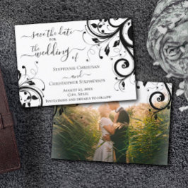 Svart och vitt facktigt Spara datumbakfoto Inbjudningar