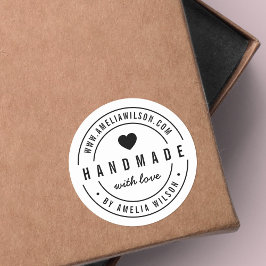 Svart och vitt, fetstil med Kärlek Heart Runt Klistermärke