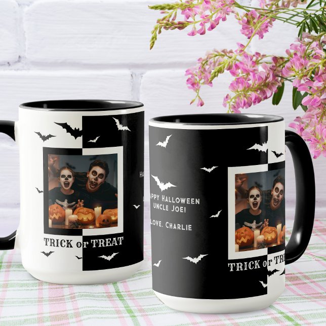 Svart och vitt Fladdermus Ram Photo Halloween Mugg (Skapare uppladdad)