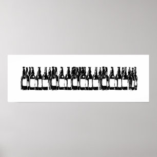 Svart och vitt flaskor öl, drickande poster