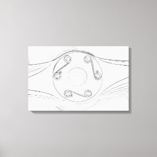 Svart och vitt flygplansskiss canvastryck