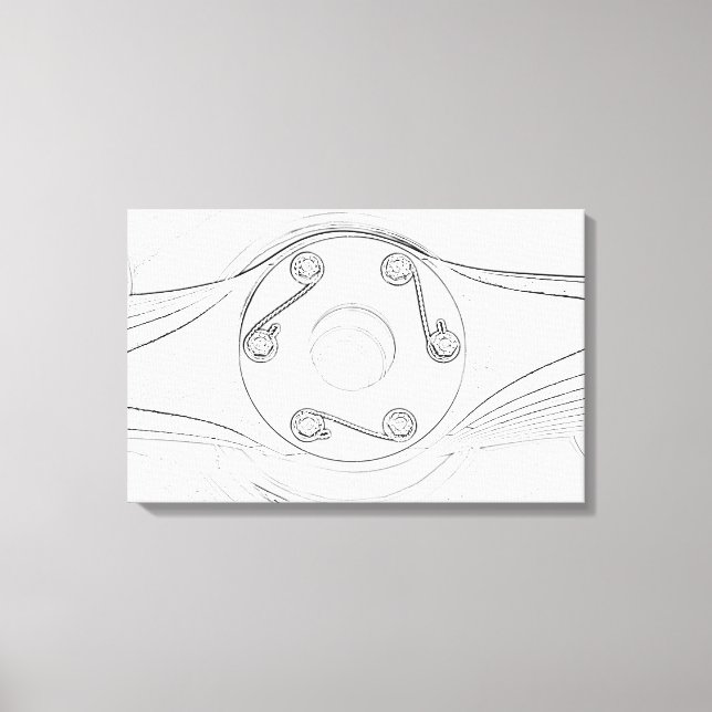 Svart och vitt flygplansskiss canvastryck (Framsida)