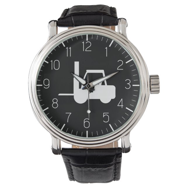 Svart och vitt Forklift Armbandsur (Framsida)